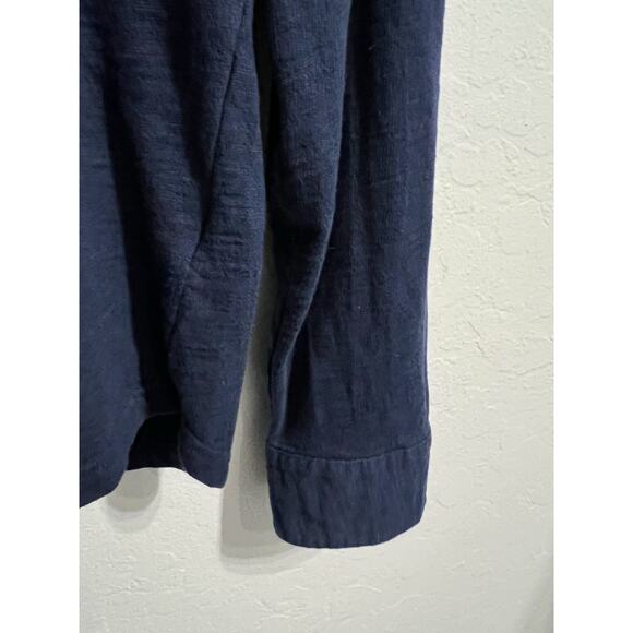 Robert Graham Polo Shirt Medium Tailored Fit Navy Blue Chambray Cuff Long Sleeve - Picture 6 of 9